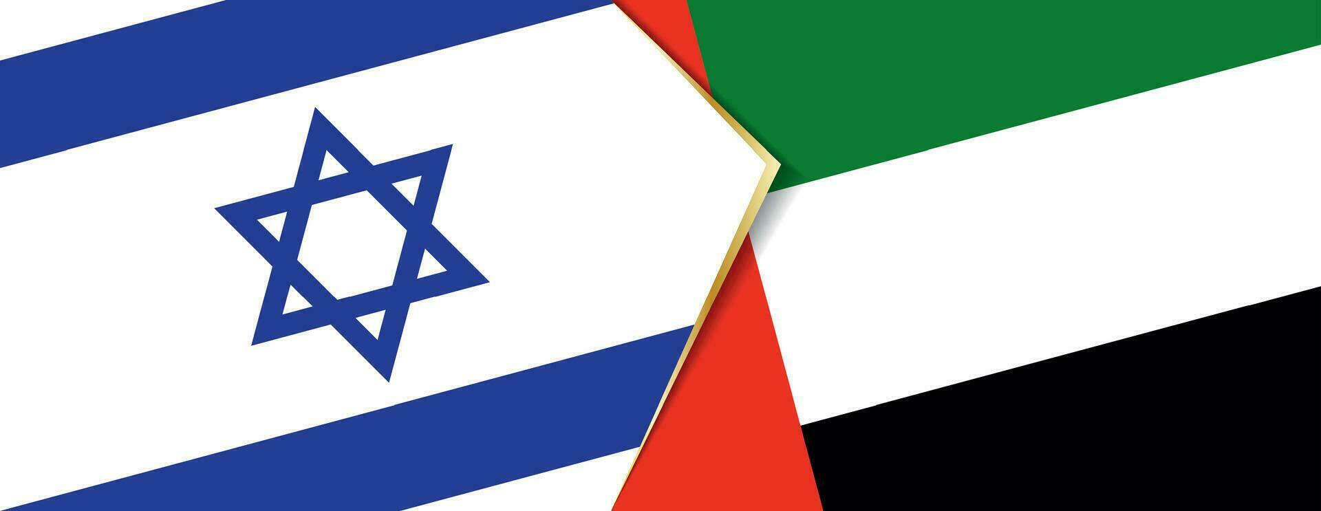 Israel and United Arab Emirates flags, two vector flags.