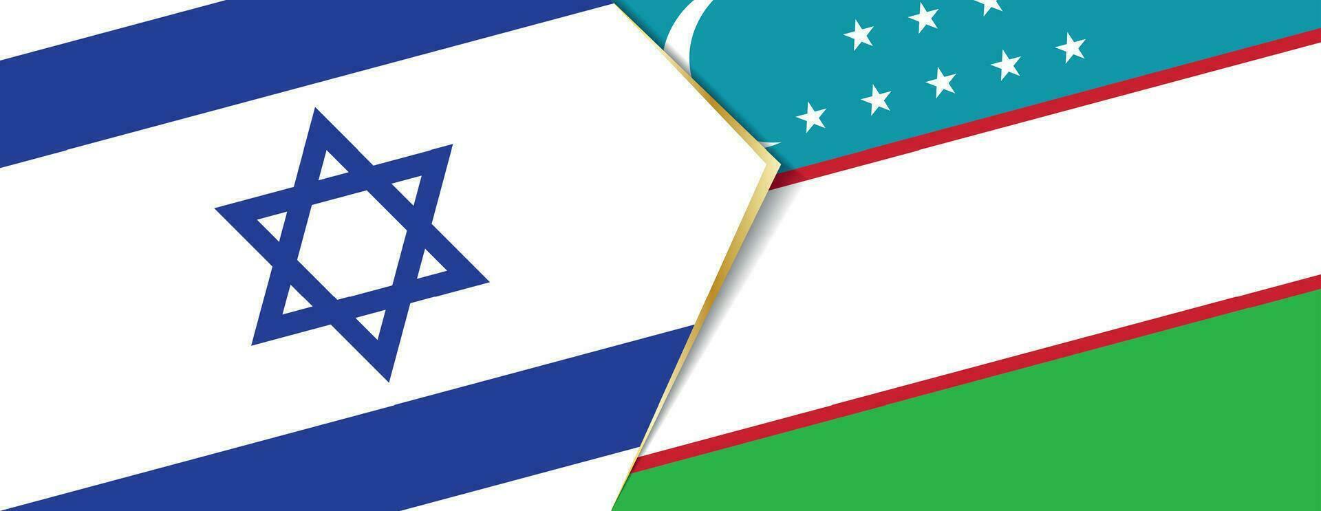 Israel and Uzbekistan flags, two vector flags.