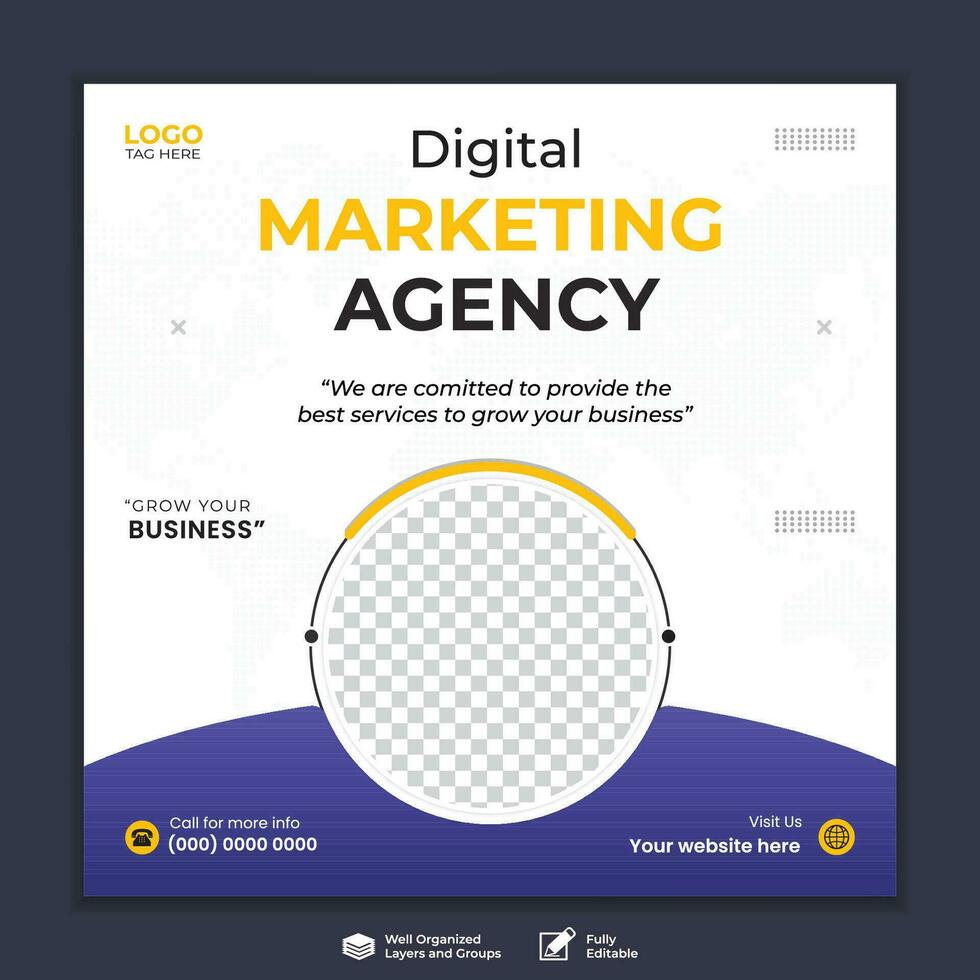 Digital marketing agency business promotion social media post template vector