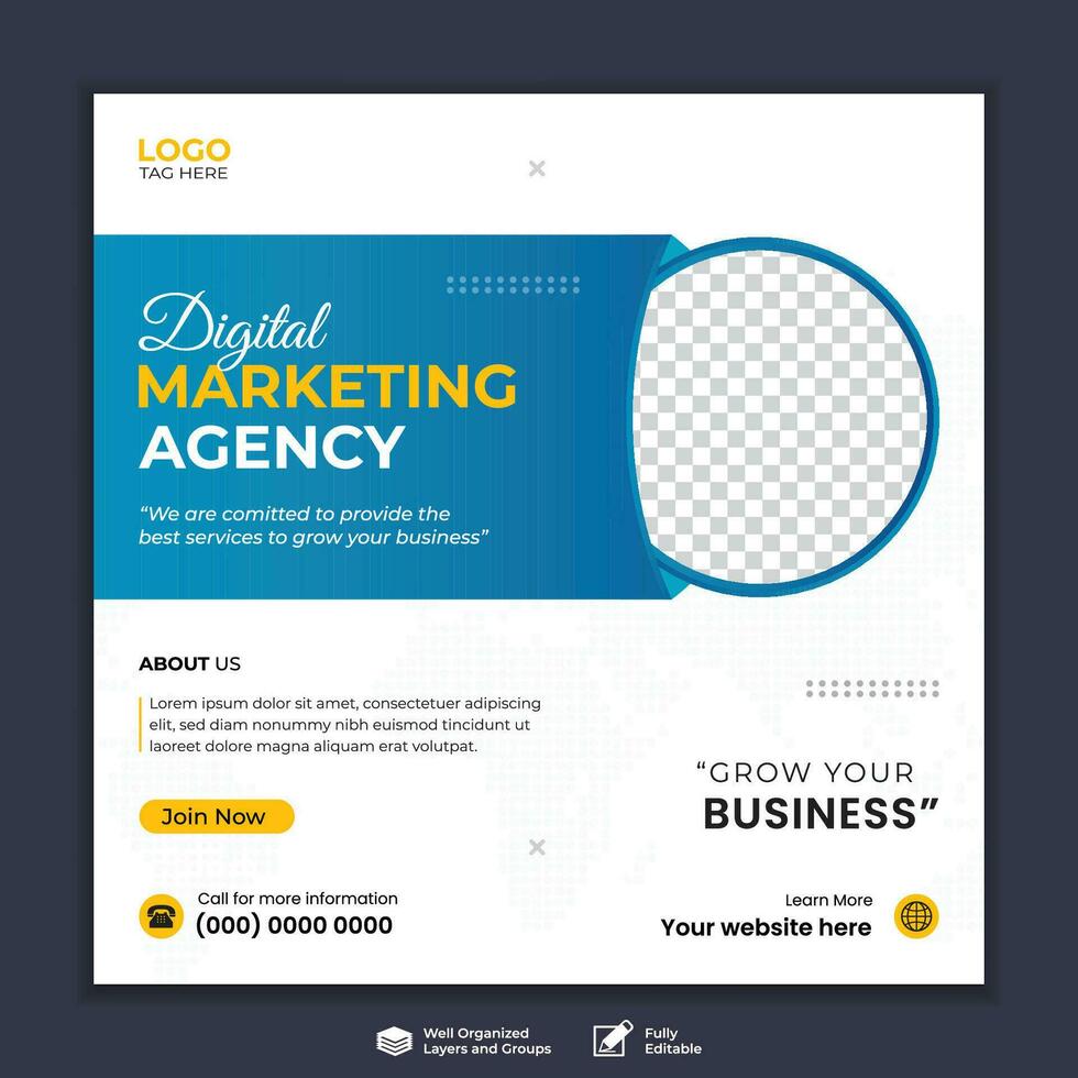 Digital marketing agency business promotion social media post template vector