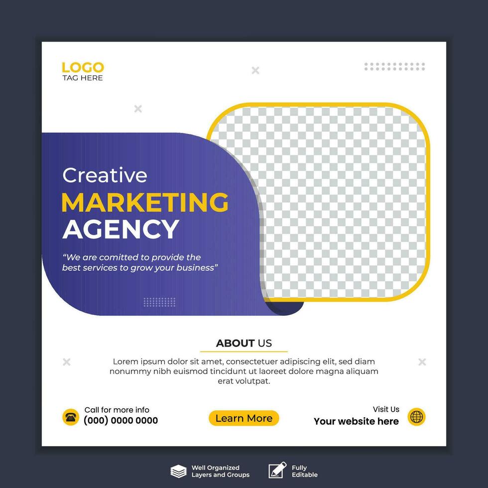 Digital marketing agency business promotion social media post template vector