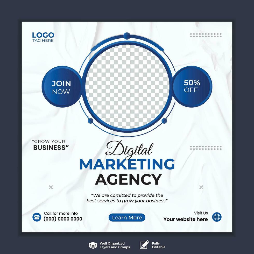 Digital marketing agency business promotion social media post template vector