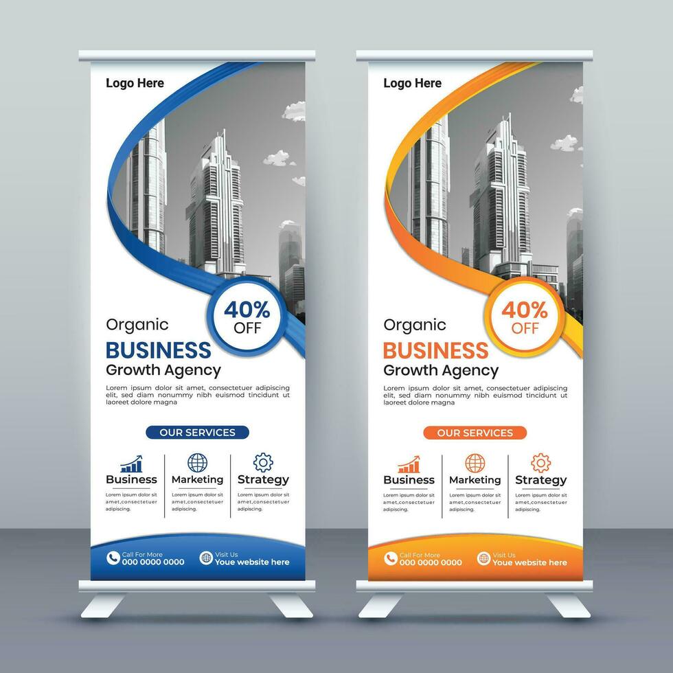 Business Vertical Banner Design Signboard Advertising Brochure Roll Up Template Vector X-banner and Street Business Presentation Flag of Convenience, Stock vector. EPS - Vector