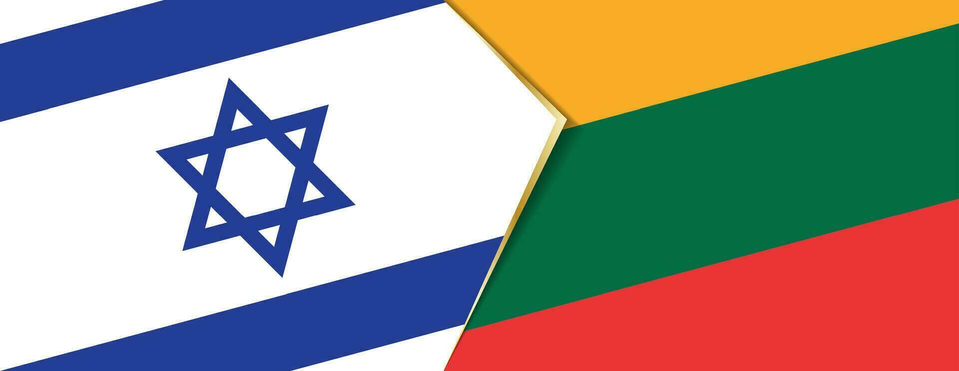 Israel and Lithuania flags, two vector flags.