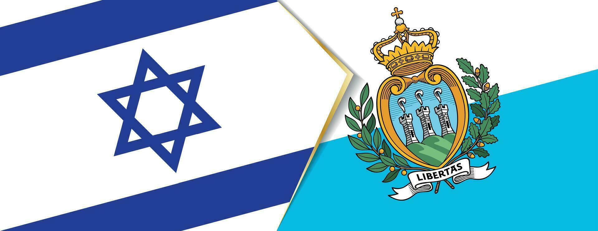 Israel and San Marino flags, two vector flags.