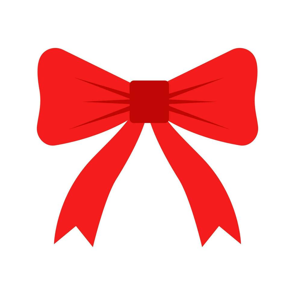 Red ribbon bow Christmas icon in flat style. Vector flat illustration of ribbon bow for decoration.