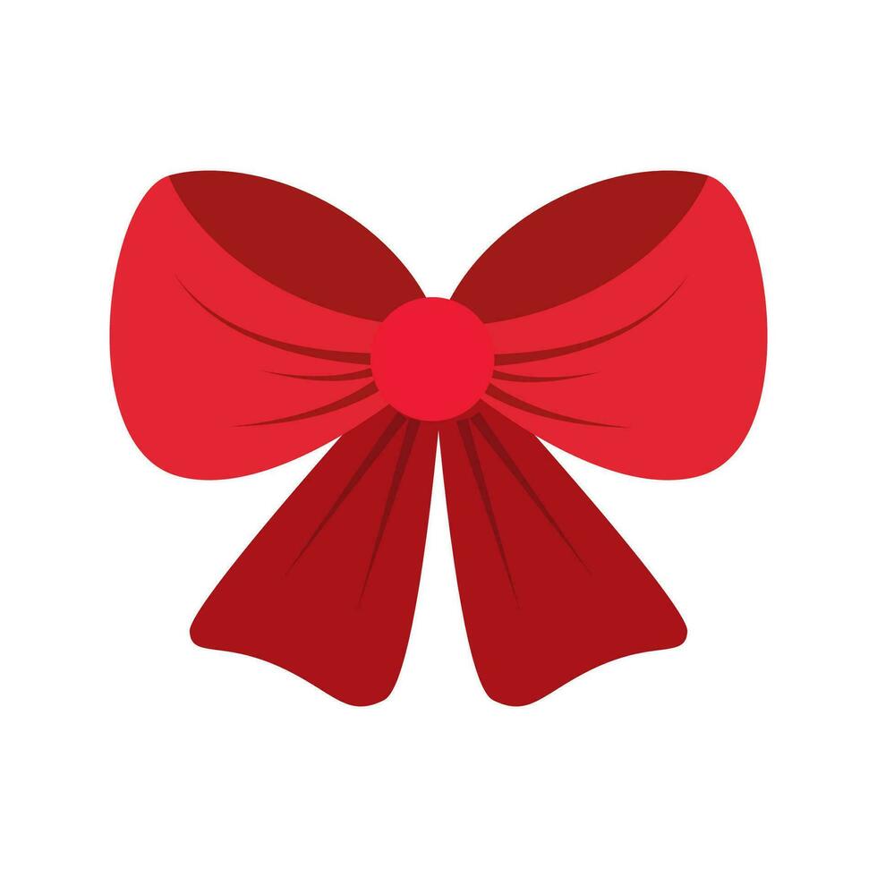 Red ribbon bow Christmas icon in flat style. Vector flat illustration of ribbon bow for decoration.