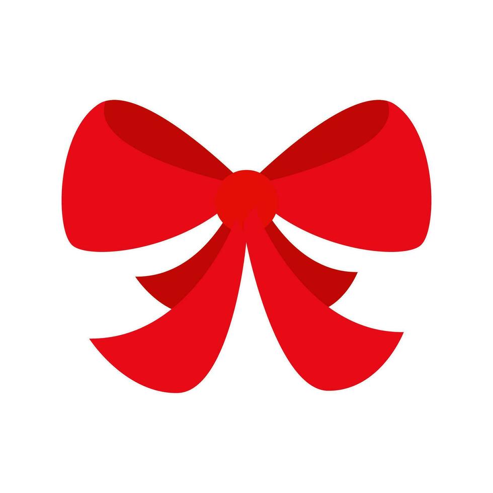 Red ribbon bow Christmas icon in flat style. Vector flat illustration of ribbon bow for decoration.