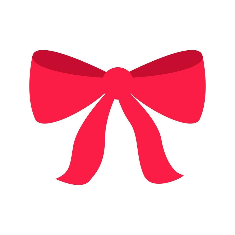 Red ribbon bow Christmas icon in flat style. Vector flat illustration of ribbon bow for decoration.