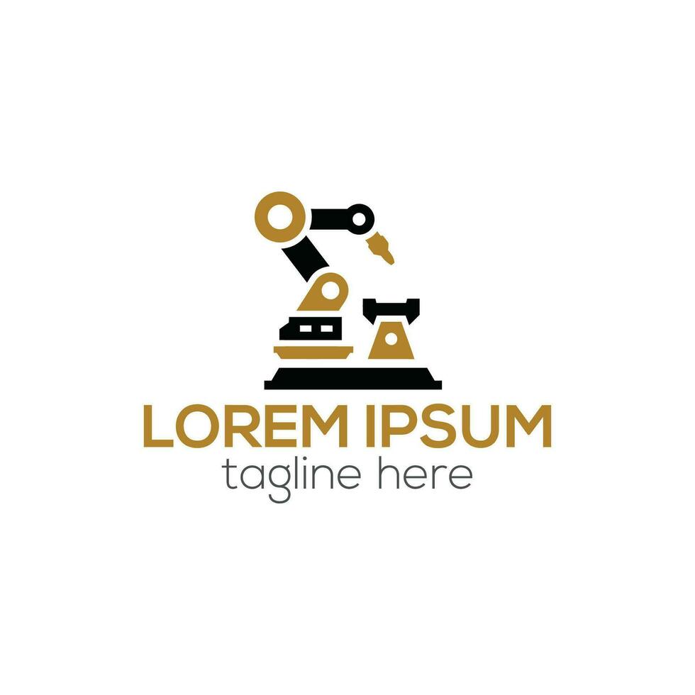 Robotic arm logo, robotics industrial robot logo design isolated vector template illustration