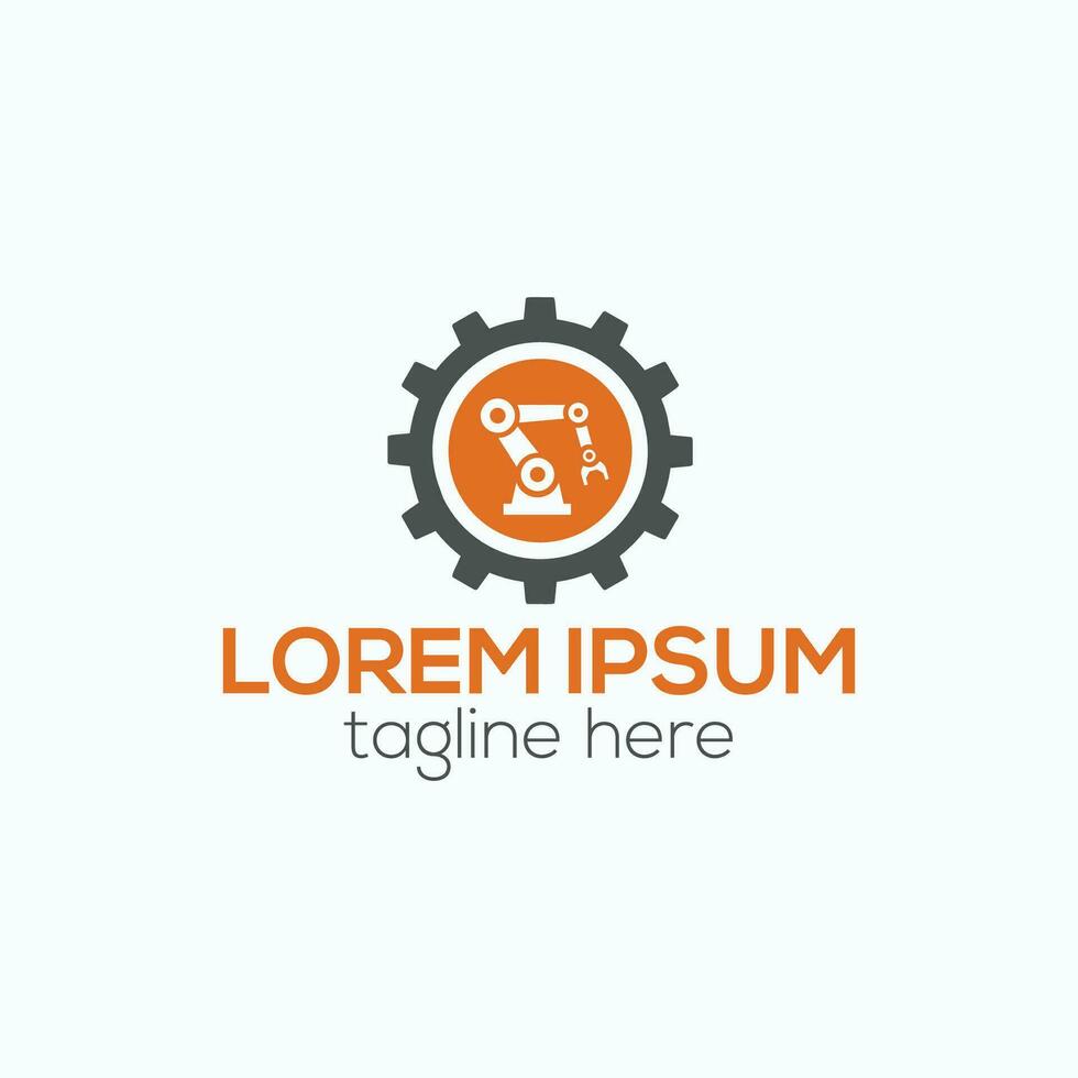 Robotic arm logo, robotics industrial robot logo design isolated vector template illustration