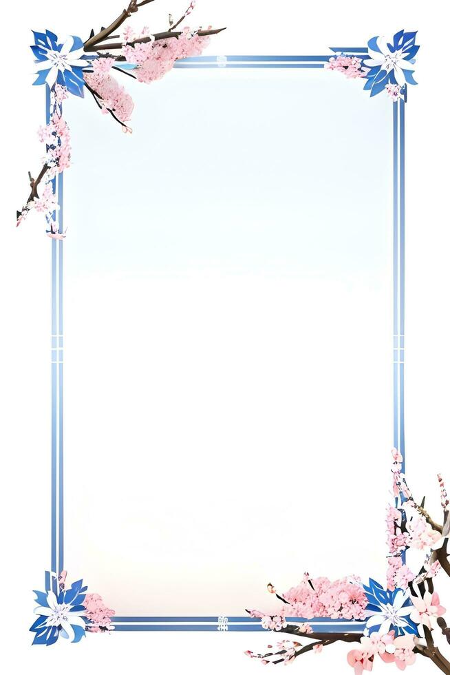 AI generated Japanese border frame, Sakura border frame Illustration photo