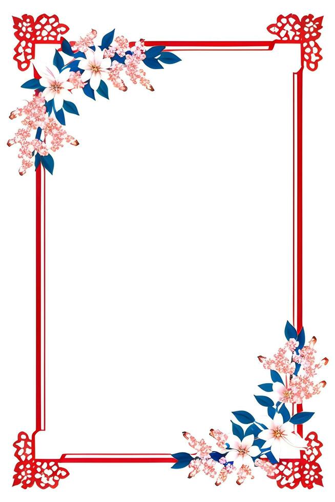 AI generated Japanese border frame, Sakura border frame Illustration photo