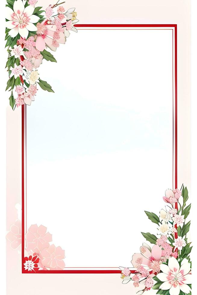 AI generated Japanese border frame, Sakura border frame Illustration photo