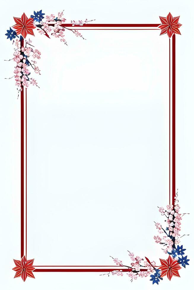 AI generated Japanese border frame, Sakura border frame Illustration photo
