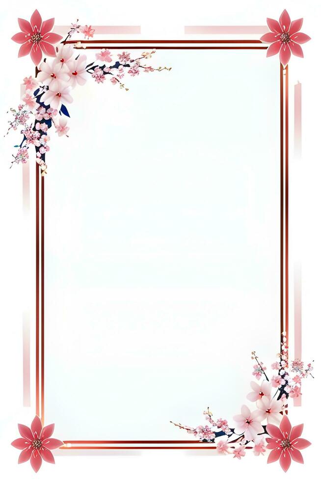 AI generated Japanese border frame, Sakura border frame Illustration photo