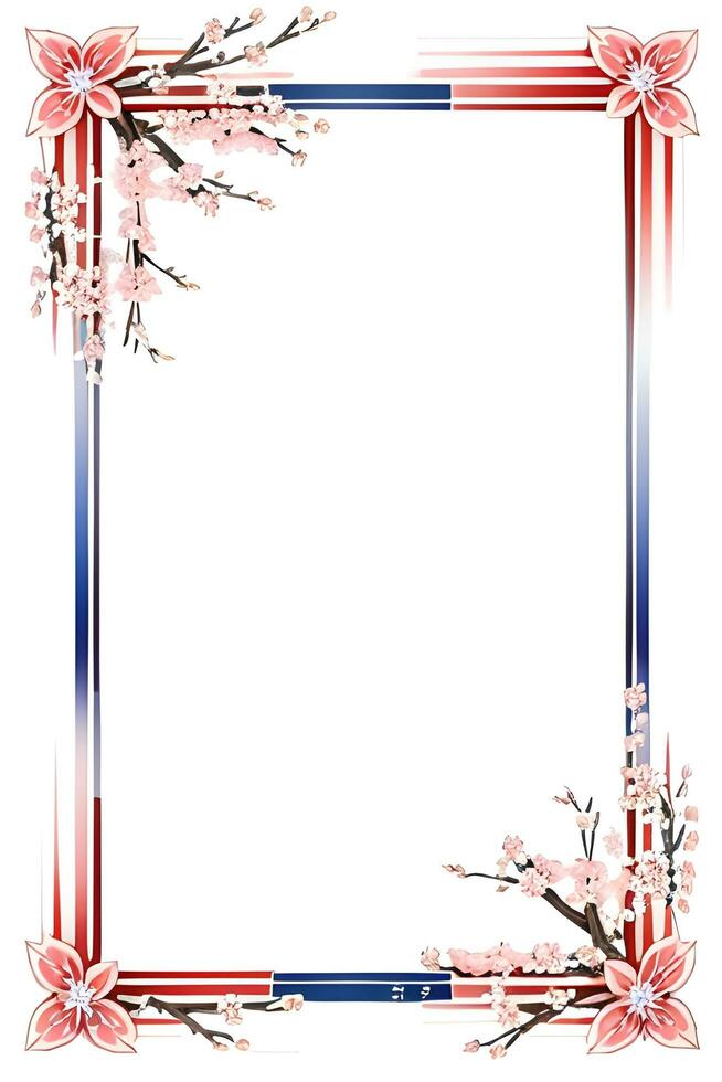 AI generated Japanese border frame, Sakura border frame Illustration photo