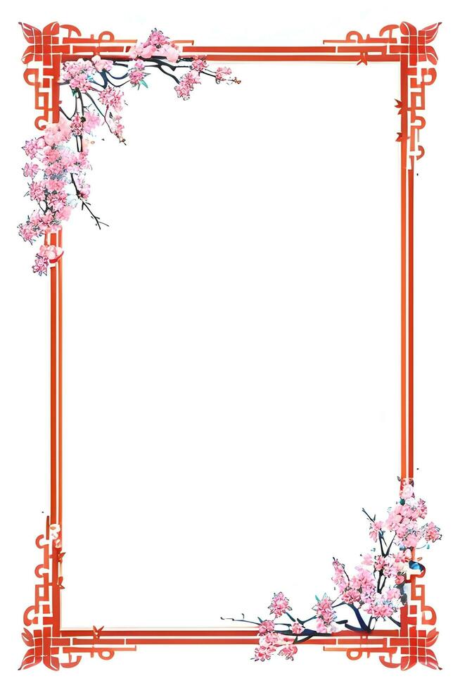 AI generated Japanese border frame, Sakura border frame Illustration photo