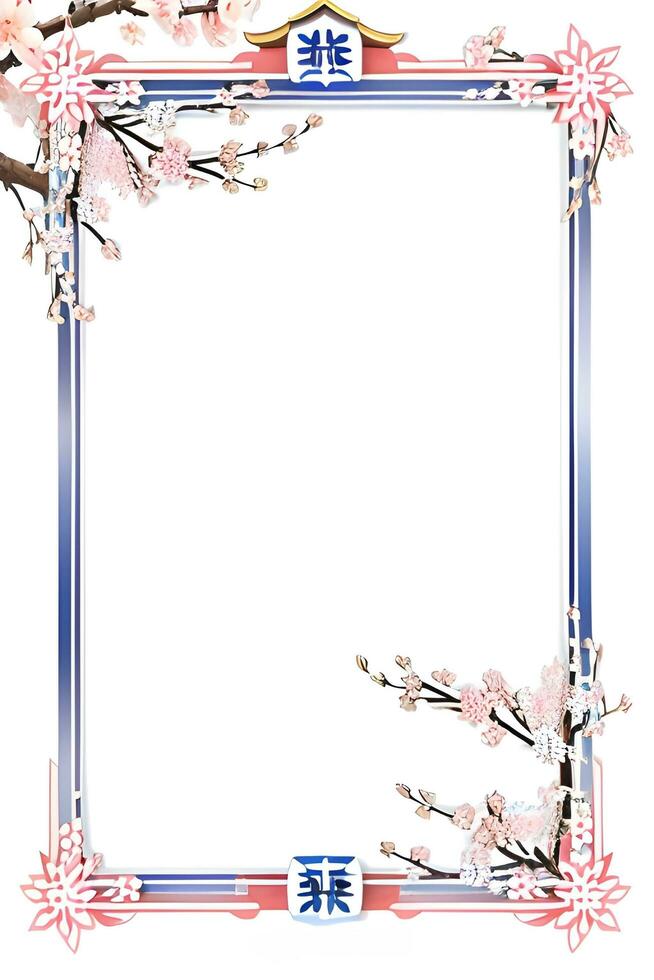 AI generated Japanese border frame, Sakura border frame Illustration photo