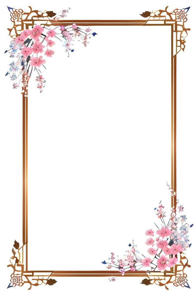 AI generated Japanese border frame, Sakura border frame Illustration photo