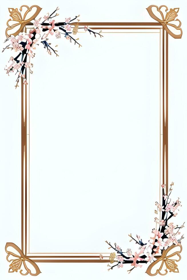 AI generated Japanese border frame, Sakura border frame Illustration photo
