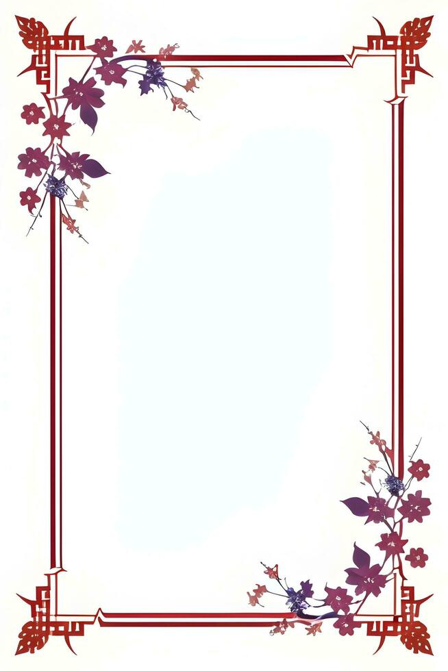 AI generated Japanese border frame, Sakura border frame Illustration photo