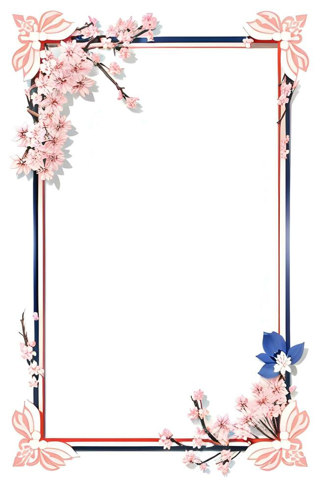 AI generated Japanese border frame, Sakura border frame Illustration photo