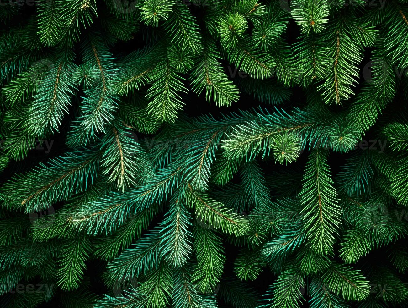 Spruce branch background. Beautiful branch of green spruce with needles. Christmas tree in nature. Spruce close up. AI Generative photo