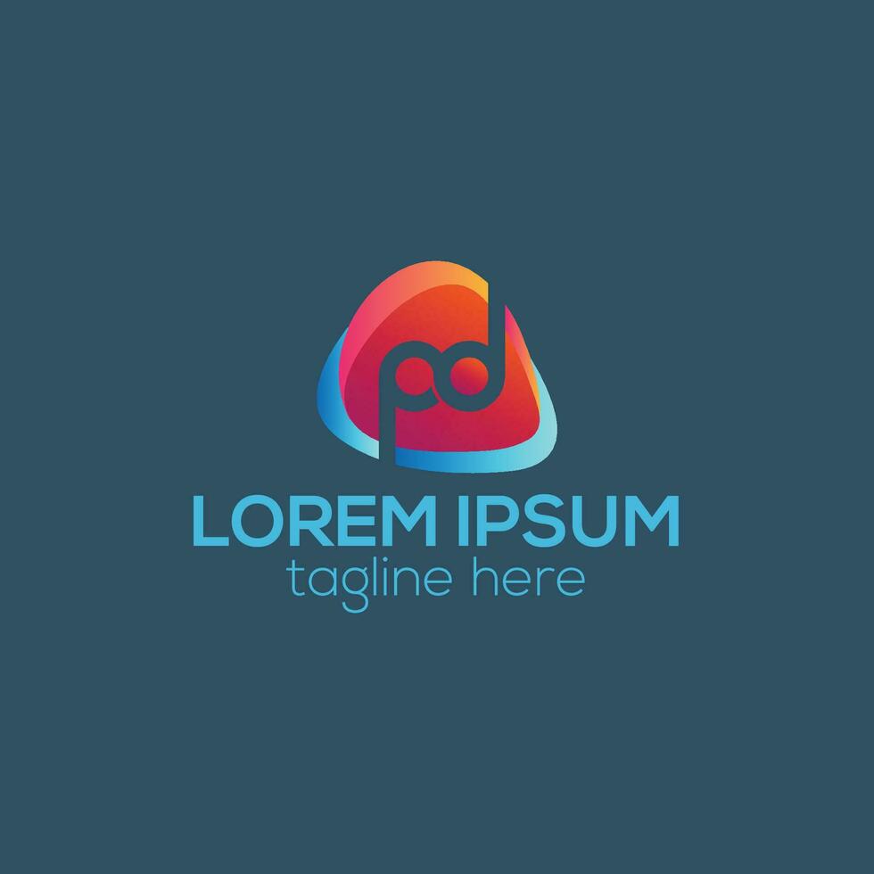 Initial letters pd or dp logo design with shadow gradient color vector template