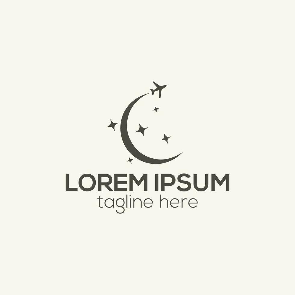 Simple moon and star logo design vector in black luxury style illustration