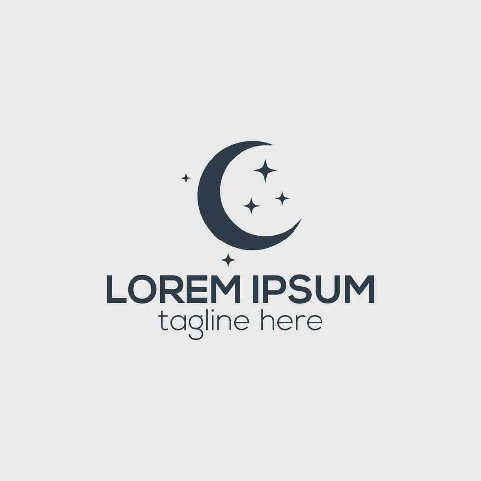Simple moon and star logo design vector in black luxury style illustration