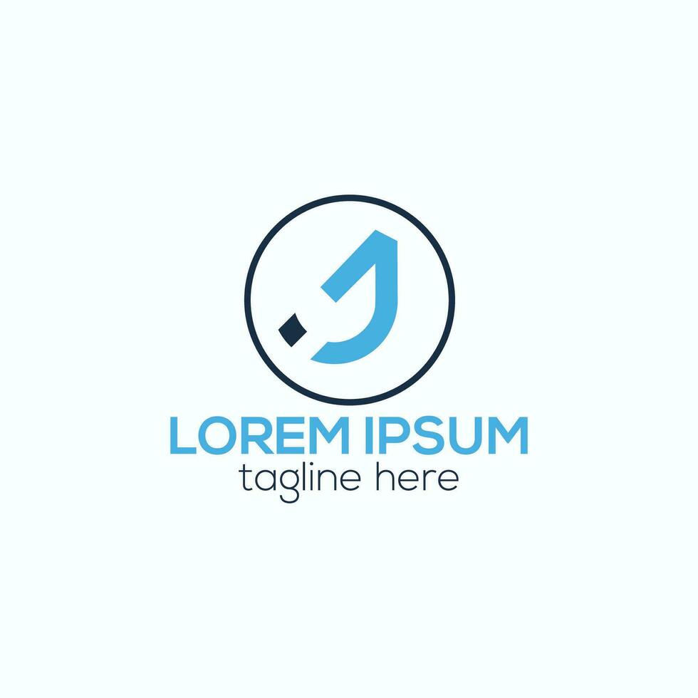 J letter modern alphabets tech circle logo design with gradient color vector template illustration