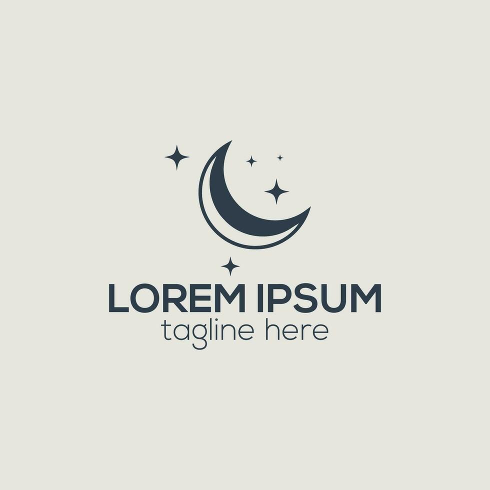 Simple moon and star logo design vector in black luxury style illustration