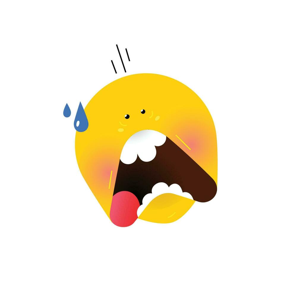 Yellow round head, face. Vector. Flat illustration of stylized human face. Round sign. Emoji yellow sad face. Symbol. Internet meme. vector