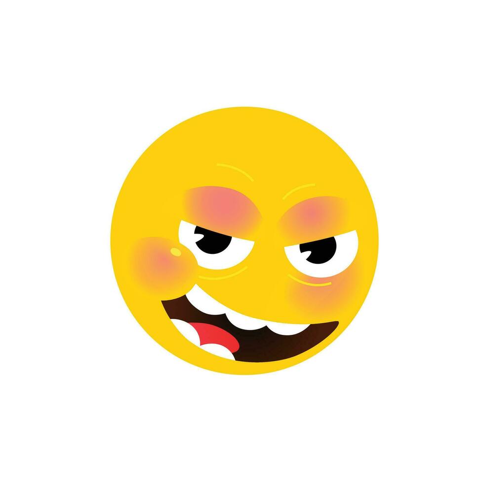 Yellow round head, face. Vector. Flat illustration of stylized human face. Round sign. Emoji yellow sad face. Symbol, icon. Insolent look. vector