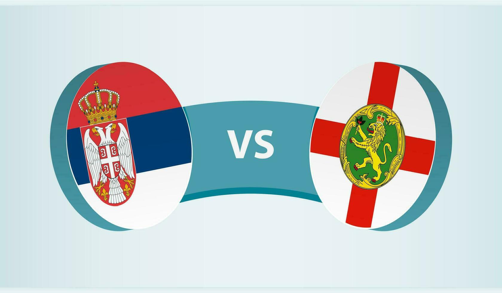 Serbia versus Alderney, team sports competition concept. vector