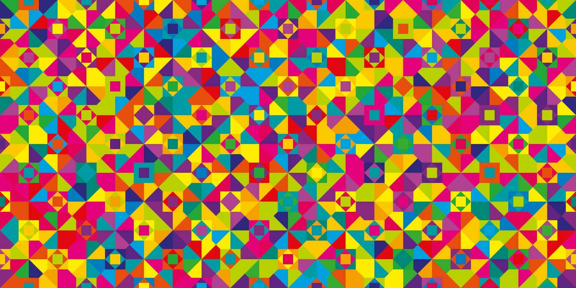 Abstract colorful seamless geometric grid background with colored shapes vector