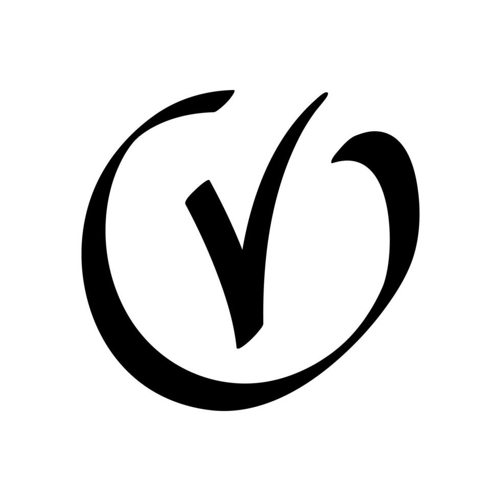Acceptance symbol grunge hand drawn vector