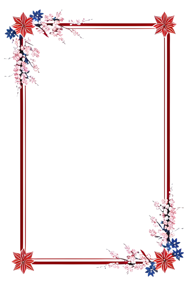AI generated Sakura border frame, Japanese border frame PNG transparent background