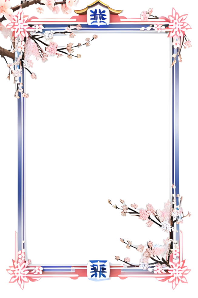 AI generated Sakura border frame, Japanese border frame PNG transparent background