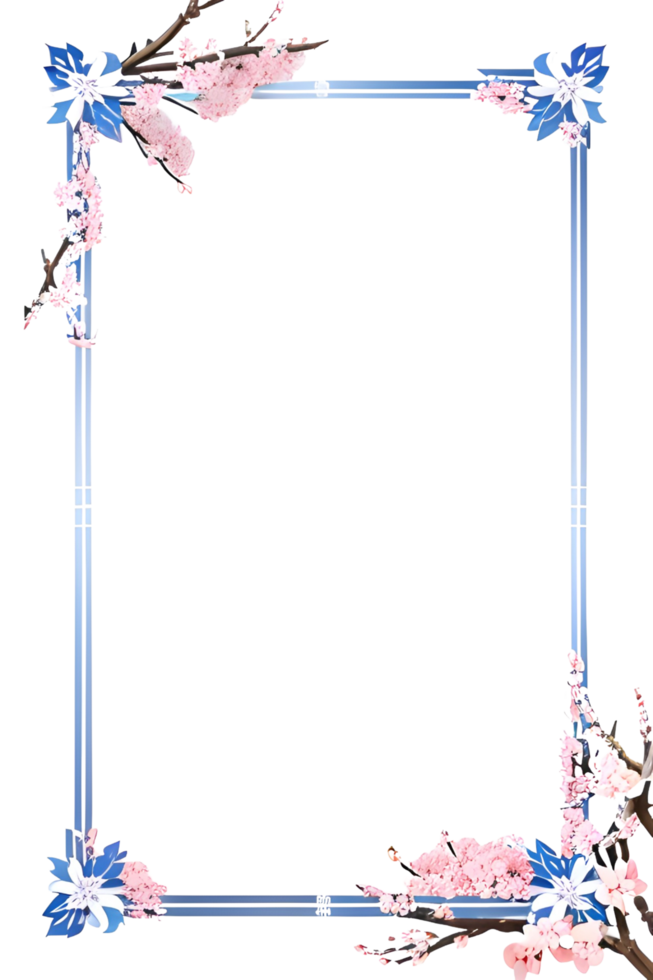 AI generated Sakura border frame, Japanese border frame PNG transparent background