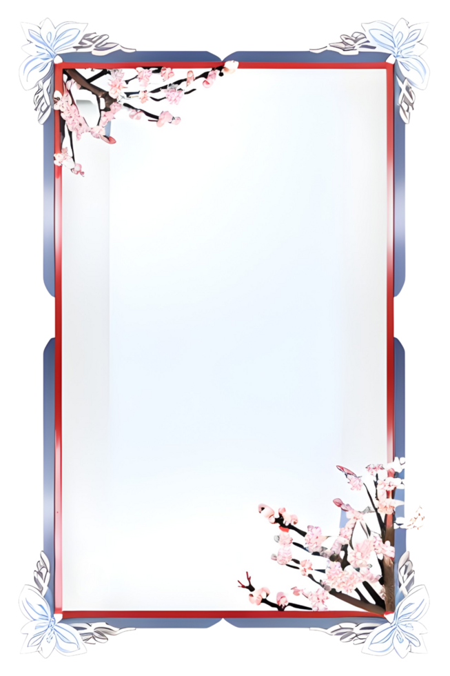 AI generated Sakura border frame, Japanese border frame PNG transparent background