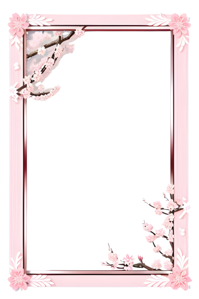 AI generated Sakura border frame, Japanese border frame PNG transparent background