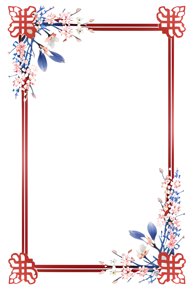 AI generated Sakura border frame, Japanese border frame PNG transparent background