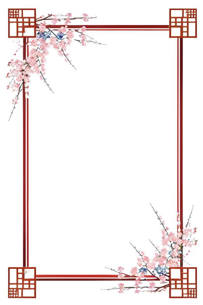 ai genererad sakura gräns ram, japansk gräns ram png transparent bakgrund