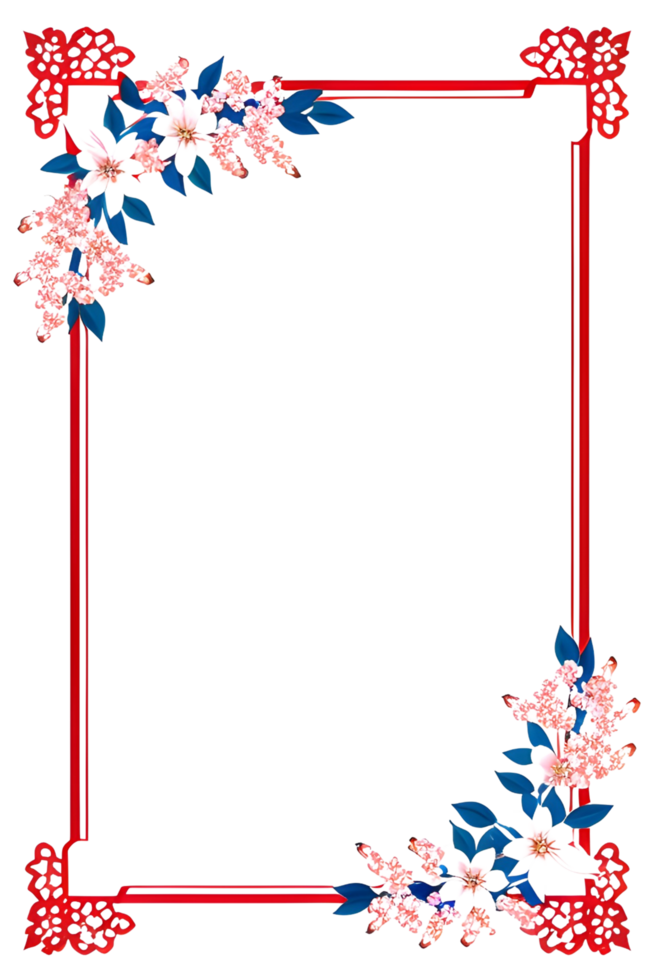 AI generated Sakura border frame, Japanese border frame PNG transparent background