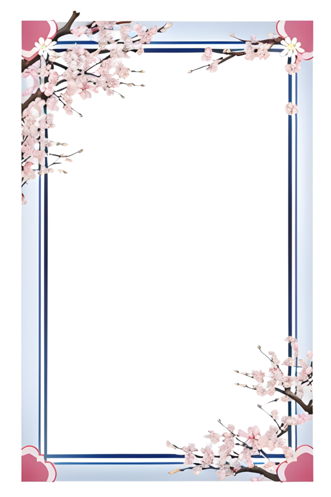 ai généré Sakura frontière cadre, Japonais frontière Cadre png transparent Contexte