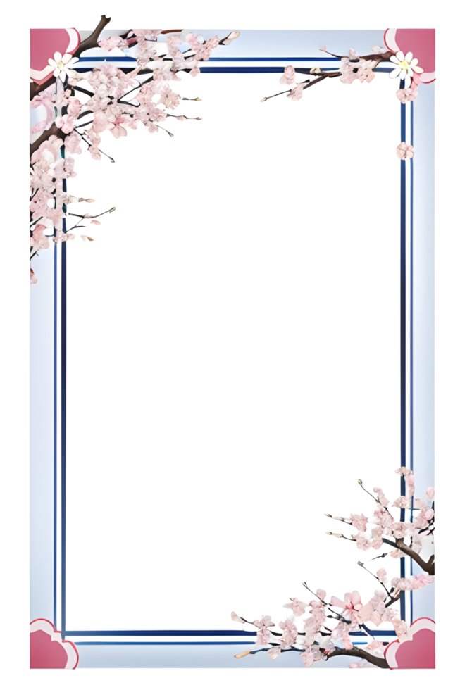 AI generated Sakura border frame, Japanese border frame PNG transparent background