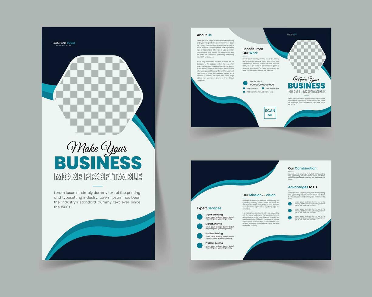 Modern creative trifold business brochure design template. vector