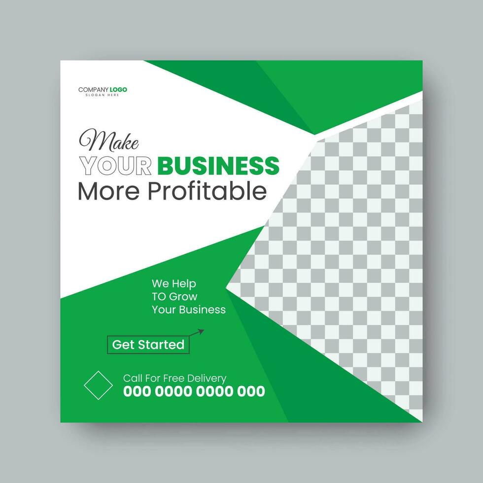 Modern corporate green color social media post design template. vector